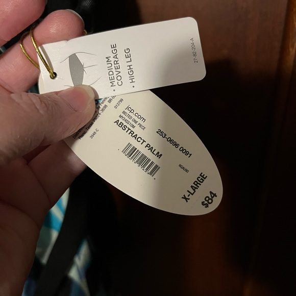 Mynah Tropical Leaf Print One Piece Swimsuit & H&M Coverup, Size XL - Picture 7 of 8